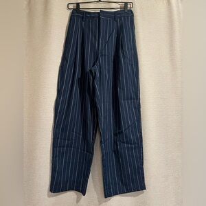 Urban Outfitters Navy & White Pinstripe Pleated Pants Trousers